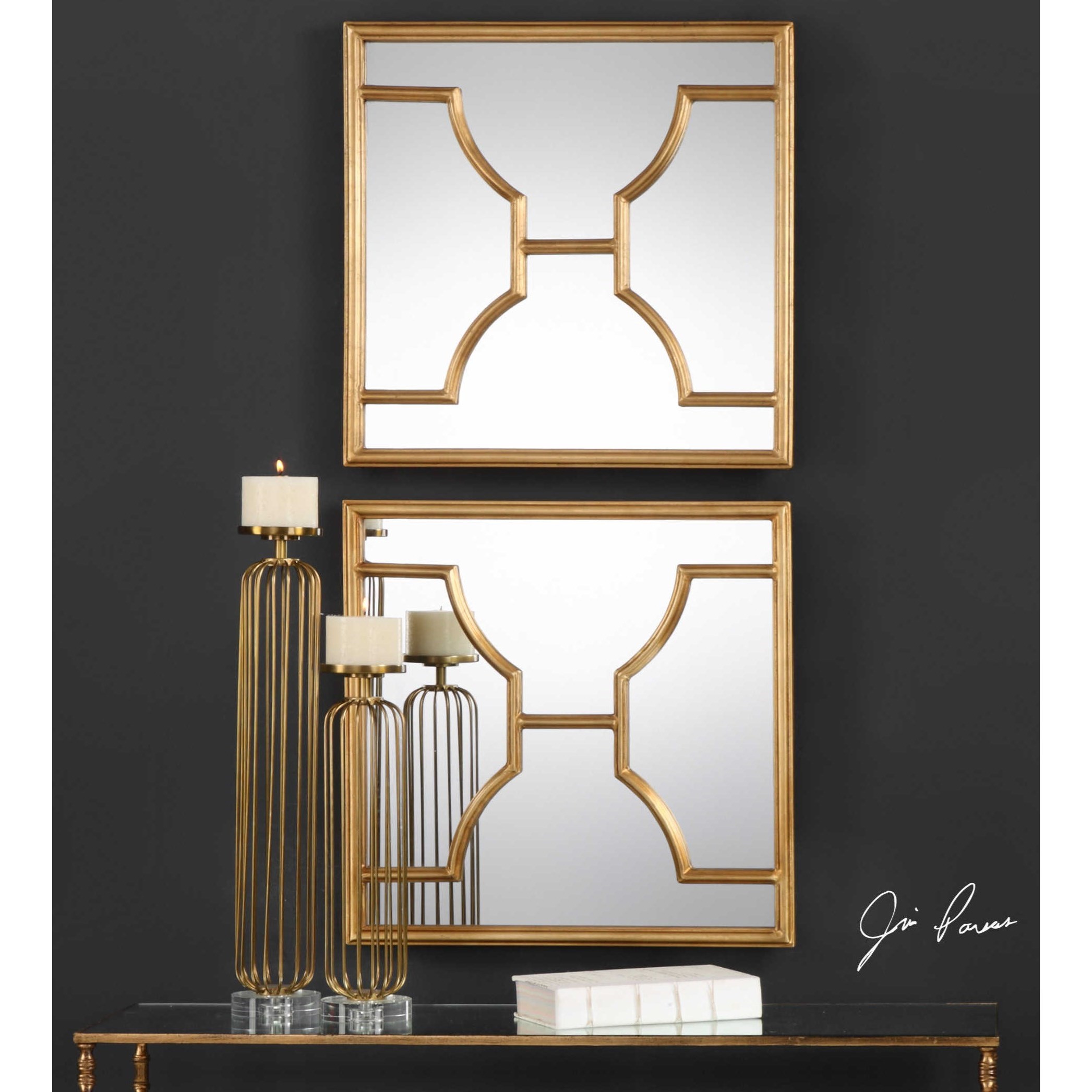 Uttermost Mirrors 09268 Misa Gold Square Mirrors Set of 2 Wayside Furniture & Mattress